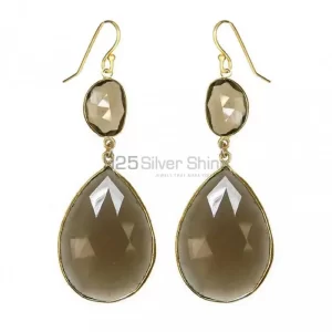 925 Sterling Silver Handmade earrings Manufacturer In Smoky Quartz Gemstone Jewelry 925SE1893