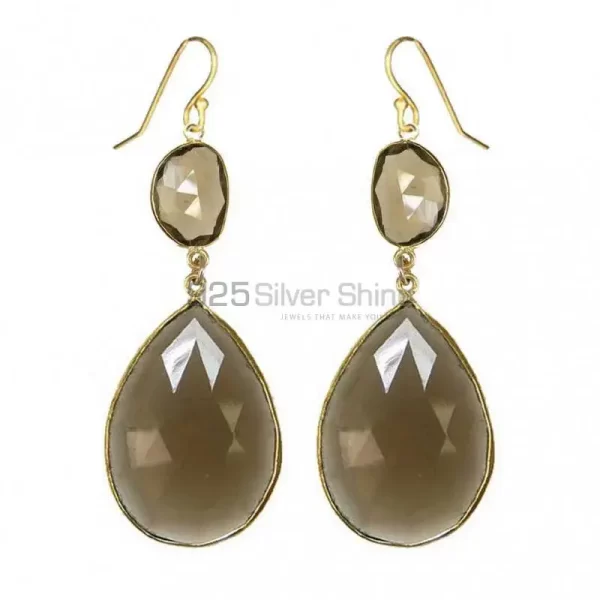 925 Sterling Silver Handmade earrings Manufacturer In Smoky Quartz Gemstone Jewelry 925SE1893