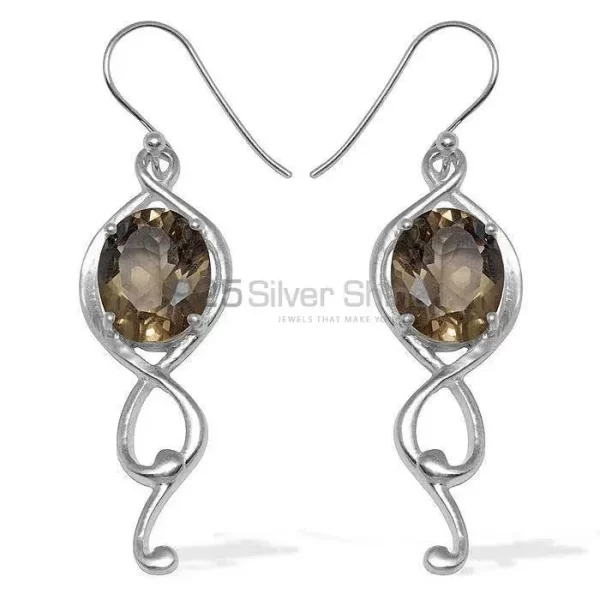 925 Sterling Silver Handmade earrings Manufacturer In Smoky Quartz Gemstone Jewelry 925SE832