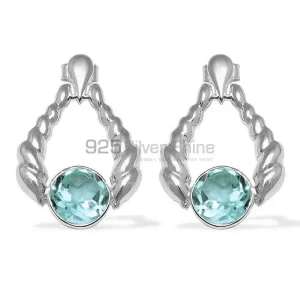 925 Sterling Silver Handmade earrings Suppliers In Blue Topaz Gemstone Jewelry 925SE1079