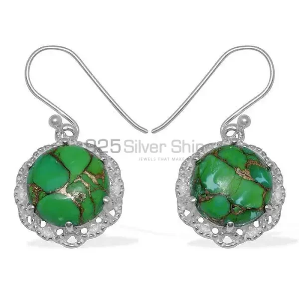 925 Sterling Silver earrings Suppliers In Green Copper Turquoise Gemstone Jewelry 925SE842