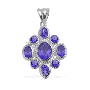 Solid Sterling Silver Handmade Pendants In Amethyst Gemstone Jewelry 925SP1672