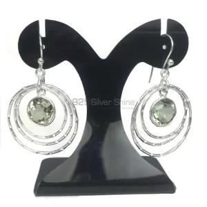 925 Sterling Silver earrings In Green Amethyst Gemstone Jewelry 925SE1283