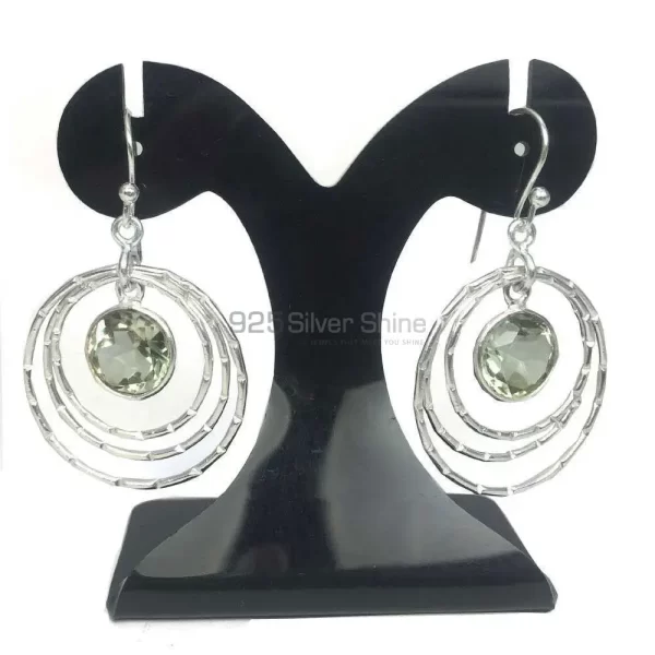 925 Sterling Silver earrings In Green Amethyst Gemstone Jewelry 925SE1283