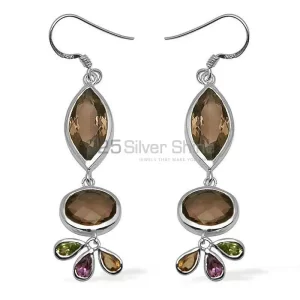 925 Sterling Silver earrings In Smoky Quartz Gemstone Jewelry 925SE1055