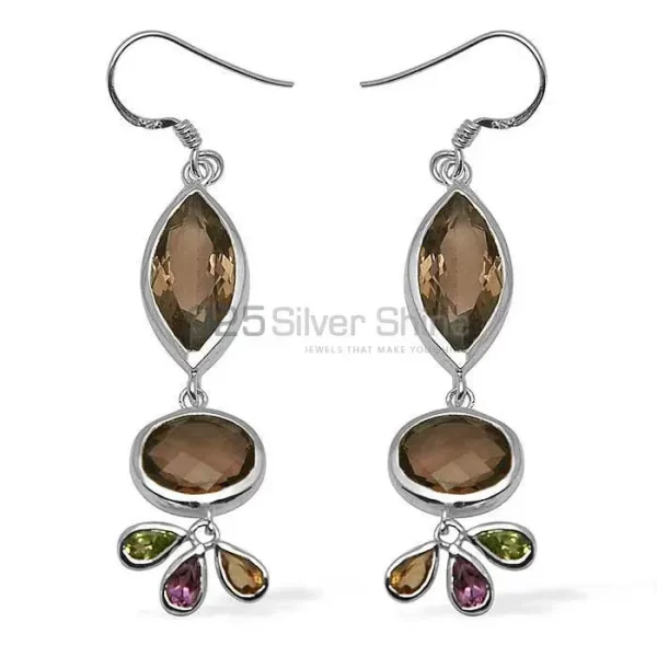 925 Sterling Silver earrings In Smoky Quartz Gemstone Jewelry 925SE1055