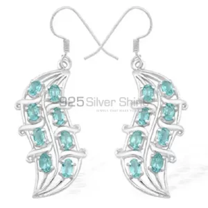 925 Sterling Silver Handmade earrings In Blue Topaz Gemstone Jewelry 925SE979