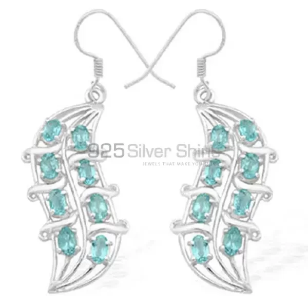 925 Sterling Silver Handmade earrings In Blue Topaz Gemstone Jewelry 925SE979