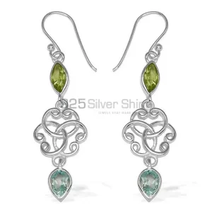 925 Sterling Silver Handmade earrings In Multi Gemstone Jewelry 925SE742