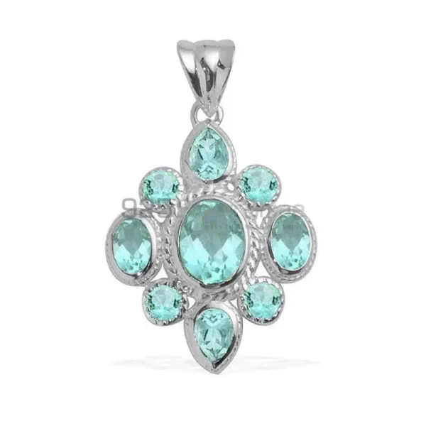 925 Sterling Silver Handmade Pendants In Blue Topaz Gemstone Jewelry 925SP1676