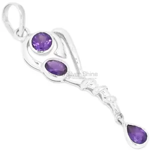 Best Quality Amethyst Gemstone Handmade Pendants In 925 Sterling Silver Jewelry 925SSP333-1