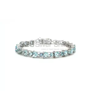 Best Quality Blue Topaz Gemstone Handmade Tennis Bracelets In 925 Sterling Silver Jewelry 925SB185