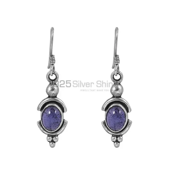 Iolite Gems Stone earring In Sterling Silver Jewelry 925SE37