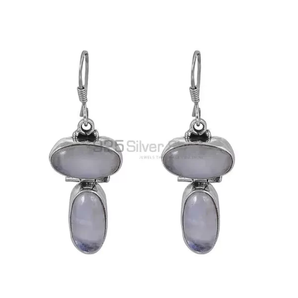 Rainbow Moonstone Dangle earring In Sterling Silver Jewelry 925SE35