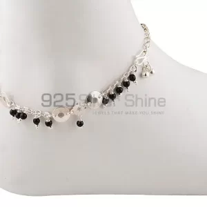 Black Onyx Beads 925 Sterling Silver Anklet 925ANK97