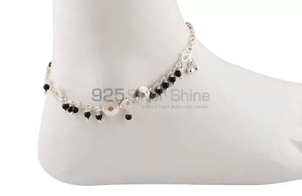 Black Onyx Beads 925 Sterling Silver Anklet 925ANK97