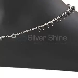 Black Onyx Beads Anklet In 925 Sterling Silver Jewelry