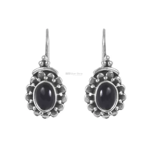 Black Onyx Gemstone earrings In Sterling Silver Jewelry 925SE219