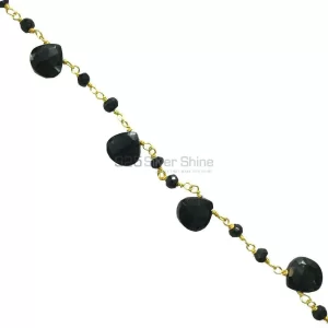 Black Onyx Gemstone Rosary Chain. "Wire Wrapped 1 Feet Roll Chain" 925RC182