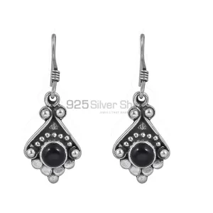 Black Onyx Semi Precious Gemstone earring In Sterling Silver Jewelry 925SE42