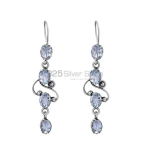 Blue Topaz Gems Stone earring In 925 Sterling Silver Jewelry 925SE10