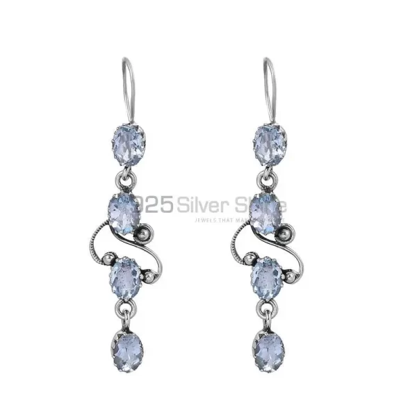 Blue Topaz Gems Stone earring In 925 Sterling Silver Jewelry 925SE10