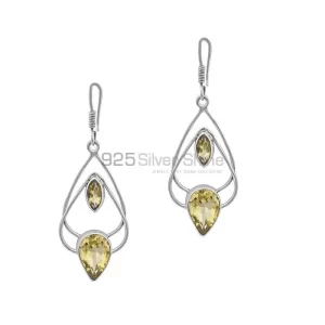 Buy Genuine Citrine Gemstone Handmade earring In Sterling Silver 925SE27