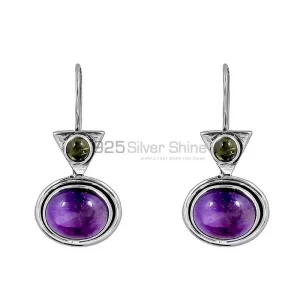Cabochon Amethyst Gemstone earring In 925 Sterling Silver Jewelry 925SE133