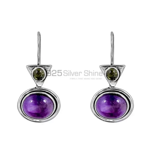 Cabochon Amethyst Gemstone earring In 925 Sterling Silver Jewelry 925SE133