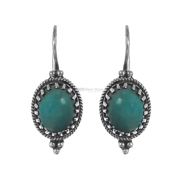 Cabochon Turquoise Gemstone earring In Sterling Silver Jewelry 925SE193