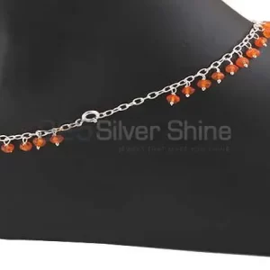 Carnelian Beads Anklet In 925 Sterling Silver Jewelry
