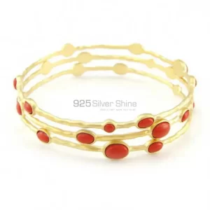 Carnelian Gemstone Bracelet In Gold Plated 925 Sterling Silver Jewelry