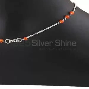 Carnelian Gemstone Handmade Anklet In 925 Silver Jewelry
