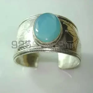 Chalcedony Gemstone Cuff Bangle Or Bracelets with Solid Silver 925SSB310