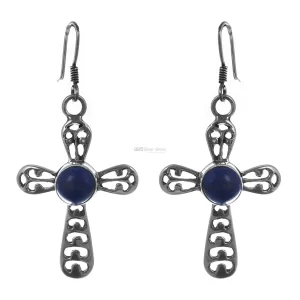 Cross Design Antique look earring In Sterling Silver Jewelry 925SE167