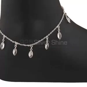 Crystal Gemstone Anklet In 925 Sterling Silver