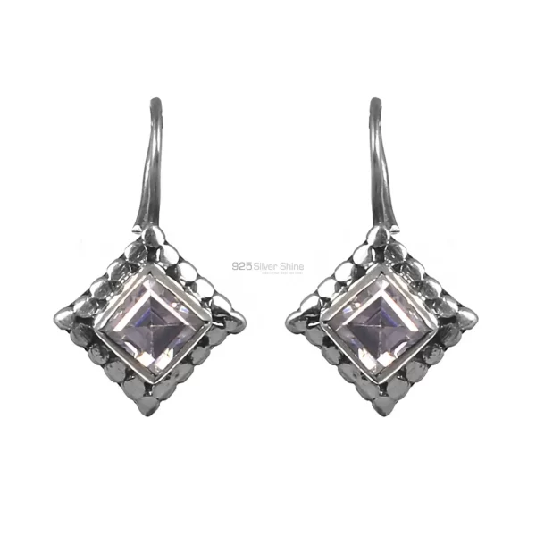 Designer Sterling Silver earrings In Amethyst Cut Stone Jewelry 925SE216