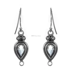 Faceted Blue Topaz Gemstone earrings In Fine Sterling Silver Jewelry 925SE174