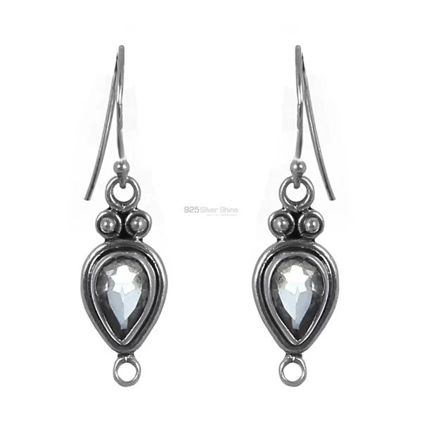 Faceted Blue Topaz Gemstone earrings In Fine Sterling Silver Jewelry 925SE174
