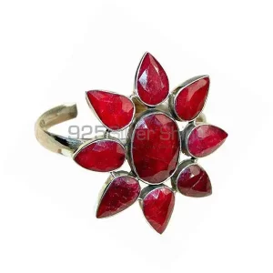 Faceted Dyed Ruby Gemstone Cuff Bangles In Sterling Silver Jewelry