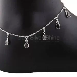 Faceted Garnet Gemstone Anklet In Fine Silver Jewelry