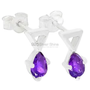 Fine 925 Sterling Silver earrings In Genuine Amethyst Gemstone 925SE465