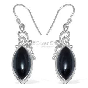 Fine 925 Sterling Silver earrings In Genuine Black Onyx Gemstone 925SE860