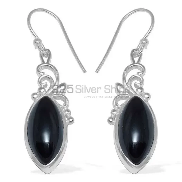 Fine 925 Sterling Silver earrings In Genuine Black Onyx Gemstone 925SE860