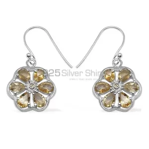 Fine 925 Sterling Silver earrings In Genuine Citrine Gemstone 925SE702