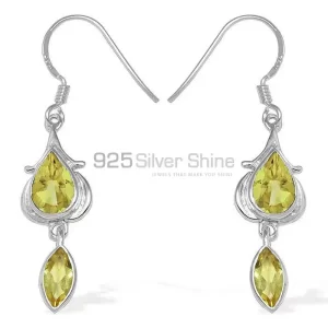 Fine 925 Sterling Silver earrings In Genuine Lemon Quartz Gemstone 925SE1097