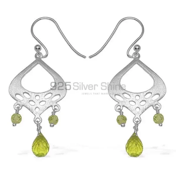 Fine 925 Sterling Silver earrings In Genuine Lemon Quartz Gemstone 925SE781