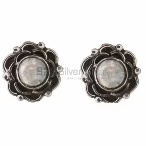 Fine 925 Sterling Silver earrings In Genuine Rainbow Moonstone 925SE1167