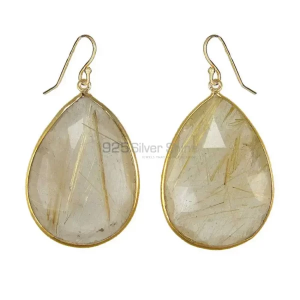 Fine 925 Sterling Silver earrings In Genuine Rutile Gemstone 925SE1921