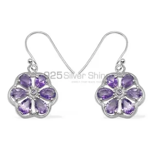 Fine 925 Sterling Silver earrings In Natural Amethyst Gemstone 925SE700